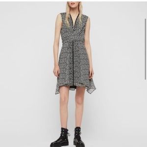 ALL SAINTS floral silk full zip and tie dress